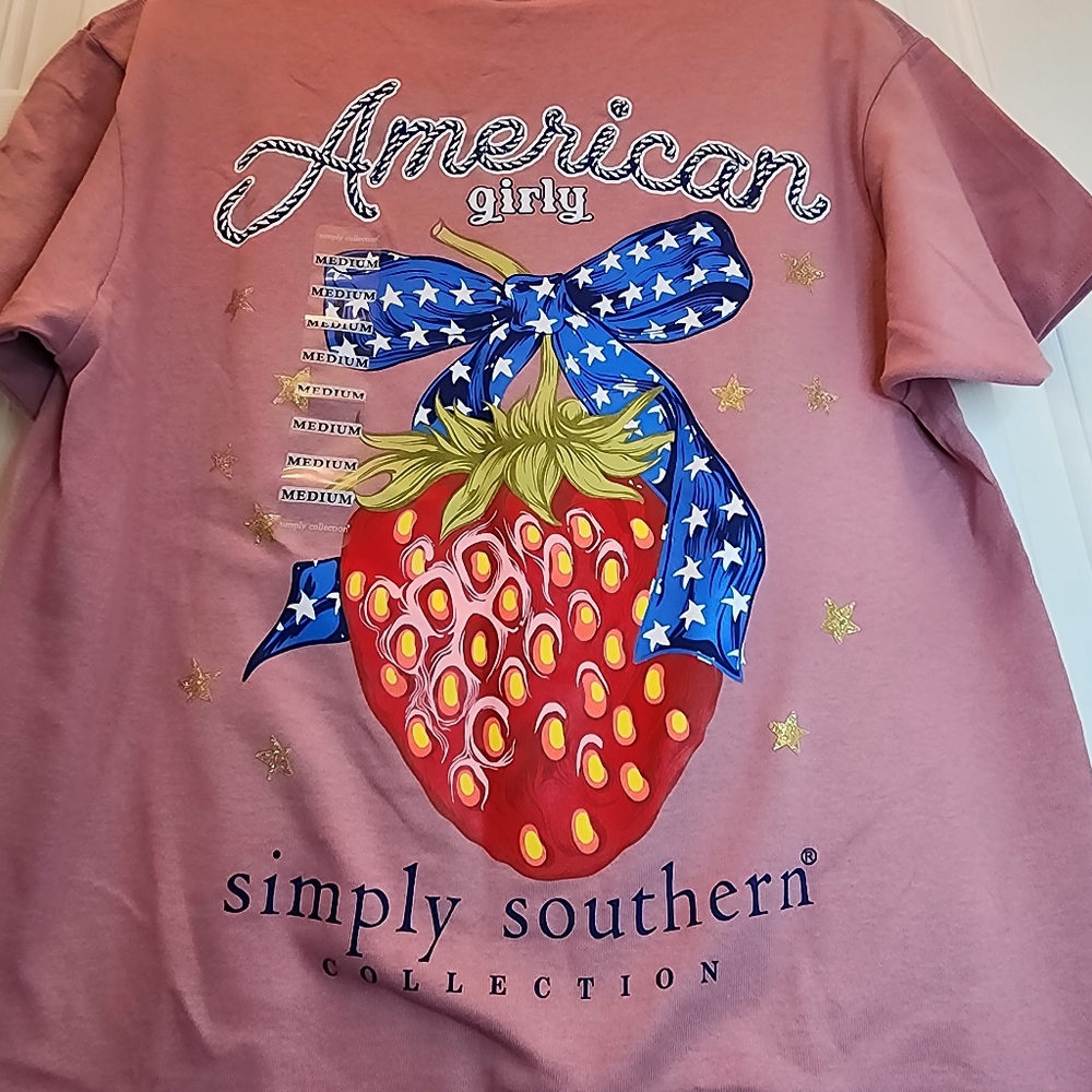 Simply Southern‎ pink tee size Medium